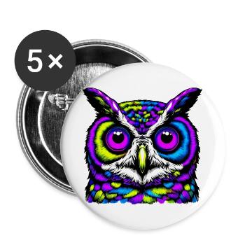 Hibou - Lot de 5 grands badges (56 mm) - blanc - Devant
