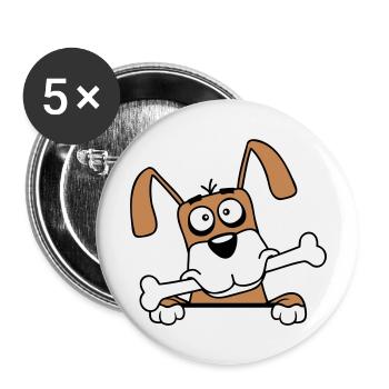 Drôle Chien Grand Os Bouche Bouche Faim Cool - Lot de 5 grands badges (56 mm) - blanc - Devant