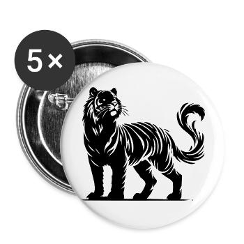 Animal tigre - Lot de 5 grands badges (56 mm) - blanc - Devant