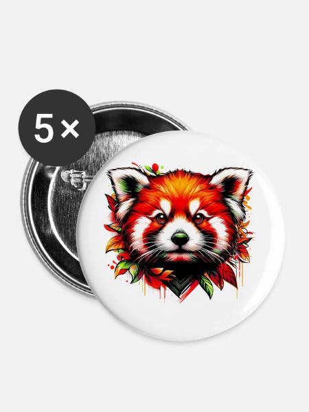 Kleiner Panda - Buttons groß 56 mm (5er Pack) - Weiß