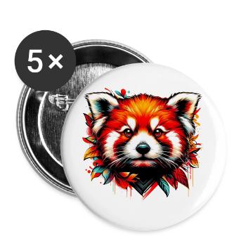 Kleiner Panda - Buttons groß 56 mm (5er Pack) - Weiß - Vorne