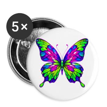 Schmetterling - Buttons groß 56 mm (5er Pack) - Weiß - Vorne