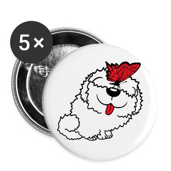 Dog Butterfly Nose Cute Funny Happy Comic - Buttons large 2.2''/56 mm (5-pack) - white - Front