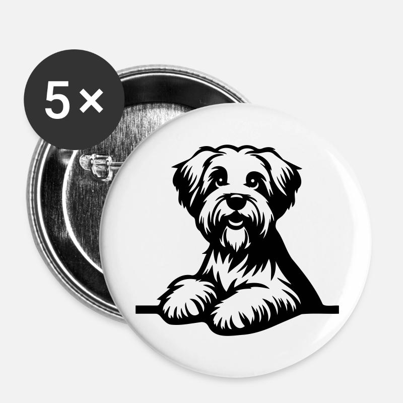 Dandie Dinmont Terrier - Buttons large 2.2''/56 mm (5-pack) - white