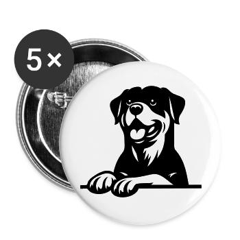 Rottweiler - Lot de 5 grands badges (56 mm) - blanc - Devant