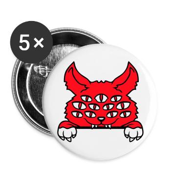 Chat Démon Beaucoup d’yeux Diable Enfer Monstre maléfique - Lot de 5 grands badges (56 mm) - blanc - Devant