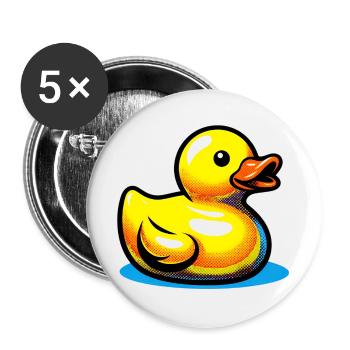 Ente Ente Ente Ente Ente - Buttons groß 56 mm (5er Pack) - Weiß - Vorne