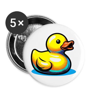 Caneton Canard Canard Canard - Lot de 5 grands badges (56 mm) - blanc - Devant