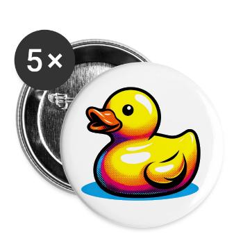 Caneton Canard Canard Canard - Lot de 5 grands badges (56 mm) - blanc - Devant