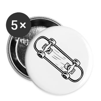 Skateboard style dessin animé - Lot de 5 grands badges (56 mm) - blanc - Devant