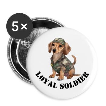Dog as a soldier - Buttons large 2.2''/56 mm (5-pack) - white - Front