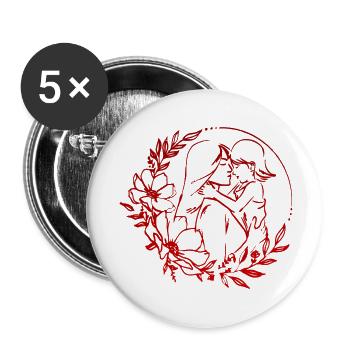 maman t’aime maman Fleurs Femmes Saint Valentin - Lot de 5 grands badges (56 mm) - blanc - Devant