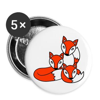 3 Renards Amis Famille Trois Enfants Équipe Mignon - Lot de 5 grands badges (56 mm) - blanc - Devant