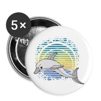 Delfin - Buttons groß 56 mm (5er Pack) - Weiß - Vorne