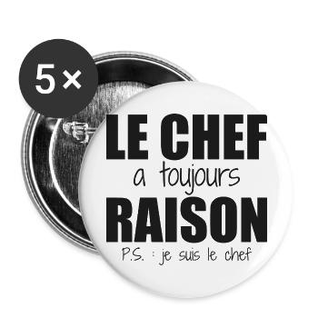 The chef is always right, I'm the humor chef - Buttons large 2.2''/56 mm (5-pack) - white - Front