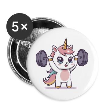 Unicorn Athlete in Training - Buttons large 2.2''/56 mm (5-pack) - white - Front