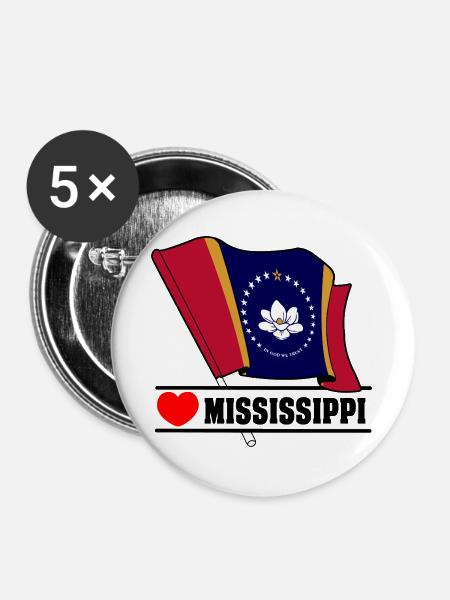 Hinweis Mississippi Herz MISSISSIPPI - Buttons groß 56 mm (5er Pack) - Weiß