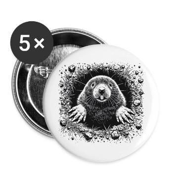 Taupe - Lot de 5 grands badges (56 mm) - blanc - Devant