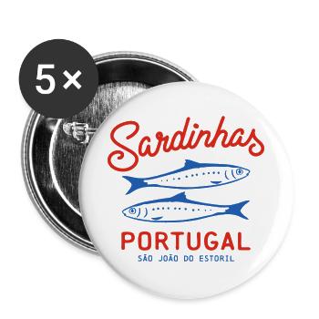sardinen konserve sardinhas portugal - Buttons groß 56 mm (5er Pack) - Weiß - Vorne