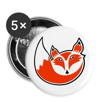 Renard roux Forêt sauvage Animal Cool Logo Icône - Lot de 5 grands badges (56 mm) - blanc - Devant
