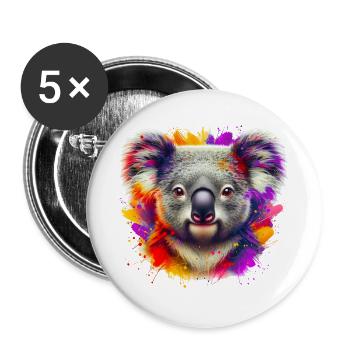Koala - Lot de 5 grands badges (56 mm) - blanc - Devant