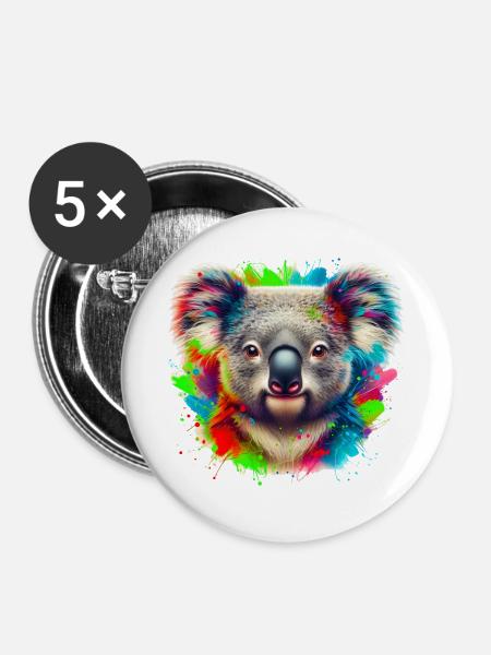Koala - Buttons groß 56 mm (5er Pack) - Weiß