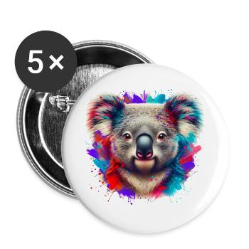 Koala - Buttons groß 56 mm (5er Pack) - Weiß - Vorne