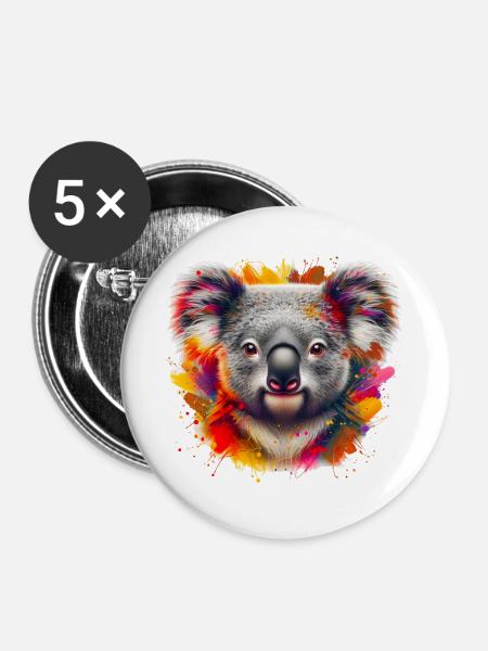 Koala - Buttons groß 56 mm (5er Pack) - Weiß