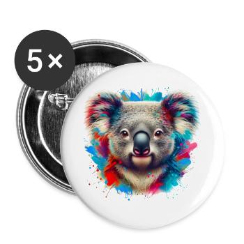 Koala - Buttons groß 56 mm (5er Pack) - Weiß - Vorne