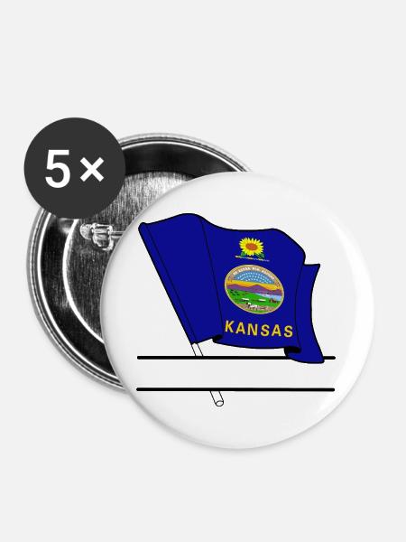 Hinweis Kansas Text Banner - Buttons groß 56 mm (5er Pack) - Weiß