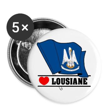 Drapeau Lousiane coeur LOUSIANE - Lot de 5 grands badges (56 mm) - blanc - Devant