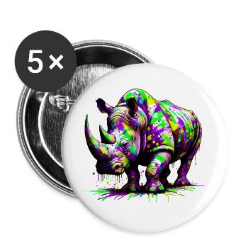 Nashorn - Buttons groß 56 mm (5er Pack) - Weiß - Vorne
