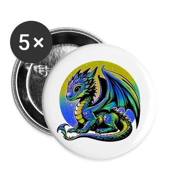 Dragon - Buttons large 2.2''/56 mm (5-pack) - white - Front