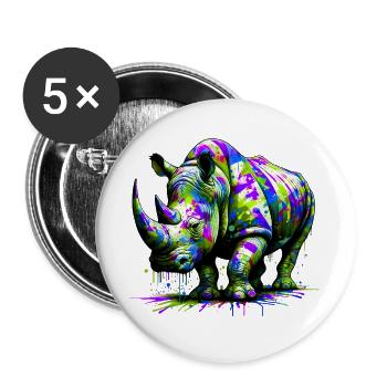 Rhinoceros - Buttons large 2.2''/56 mm (5-pack) - white - Front