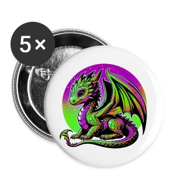 Dragon - Buttons large 2.2''/56 mm (5-pack) - white - Front