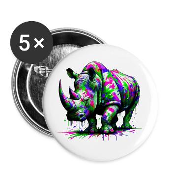 Rhinoceros - Buttons large 2.2''/56 mm (5-pack) - white - Front