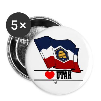 Hinweis Utah Herz UTAH - Buttons groß 56 mm (5er Pack) - Weiß - Vorne
