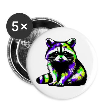 Raton laveur - Lot de 5 grands badges (56 mm) - blanc - Devant