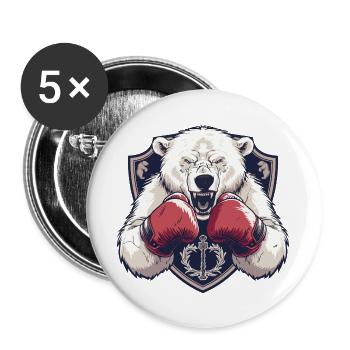 Polar Bear Polar Bear Boxer MMA Logo - Buttons large 2.2''/56 mm (5-pack) - white - Front