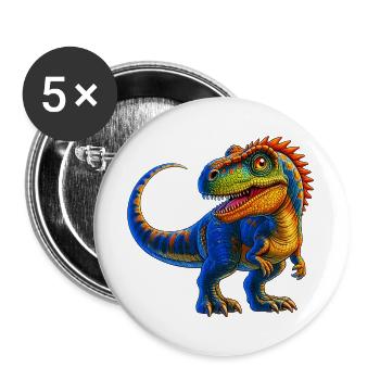 Dinosaur - Buttons large 2.2''/56 mm (5-pack) - white - Front