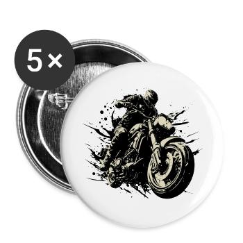 Motorrad,motorcycle,dirkbike motocross - Buttons groß 56 mm (5er Pack) - Weiß - Vorne
