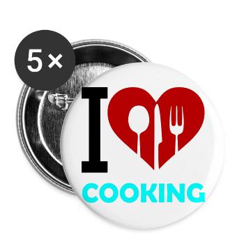 i love cooking - Buttons groß 56 mm (5er Pack) - Weiß - Vorne