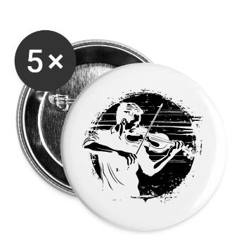 Violinist Zeichnung - Buttons groß 56 mm (5er Pack) - Weiß - Vorne