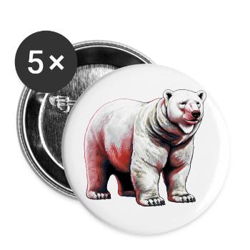 White polar bear - Buttons large 2.2''/56 mm (5-pack) - white - Front