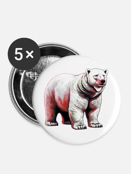 Weißer Eisbär - Buttons groß 56 mm (5er Pack) - Weiß