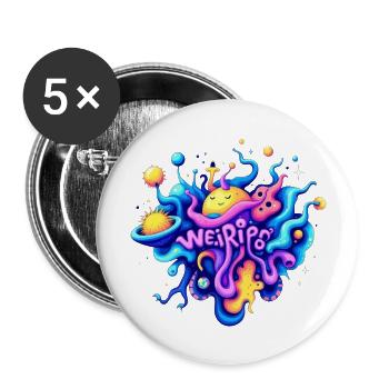 Glücklich - Buttons groß 56 mm (5er Pack) - Weiß - Vorne
