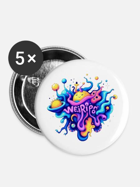 Glücklich - Buttons groß 56 mm (5er Pack) - Weiß