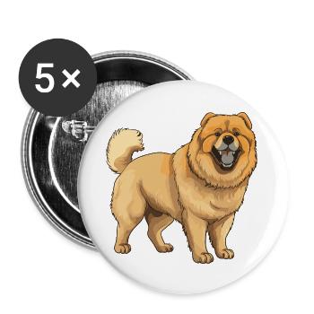 Chow Chow Chien - Lot de 5 grands badges (56 mm) - blanc - Devant