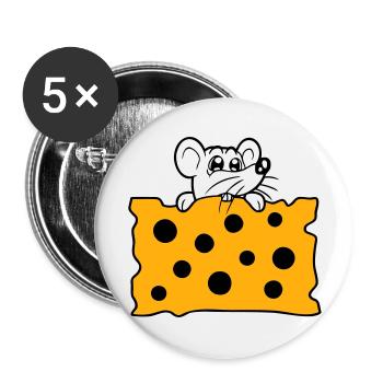 La souris mange d’énormes trous faim de fromage manger délicieux - Lot de 5 grands badges (56 mm) - blanc - Devant