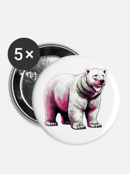 Weißer Eisbär - Buttons groß 56 mm (5er Pack) - Weiß